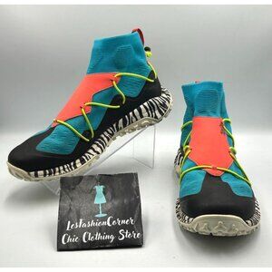 The North Face Men's Teal Sihl Mid Pop III Zebra Print Sneakers Size 10.5 3294